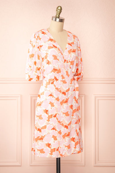 Aghasti Short Pink Floral Wrap Dress | Boutique 1861 side view