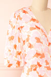 Aghasti Short Pink Floral Wrap Dress | Boutique 1861 side close-up