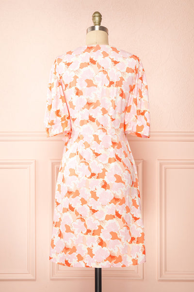 Aghasti Short Pink Floral Wrap Dress | Boutique 1861 back view