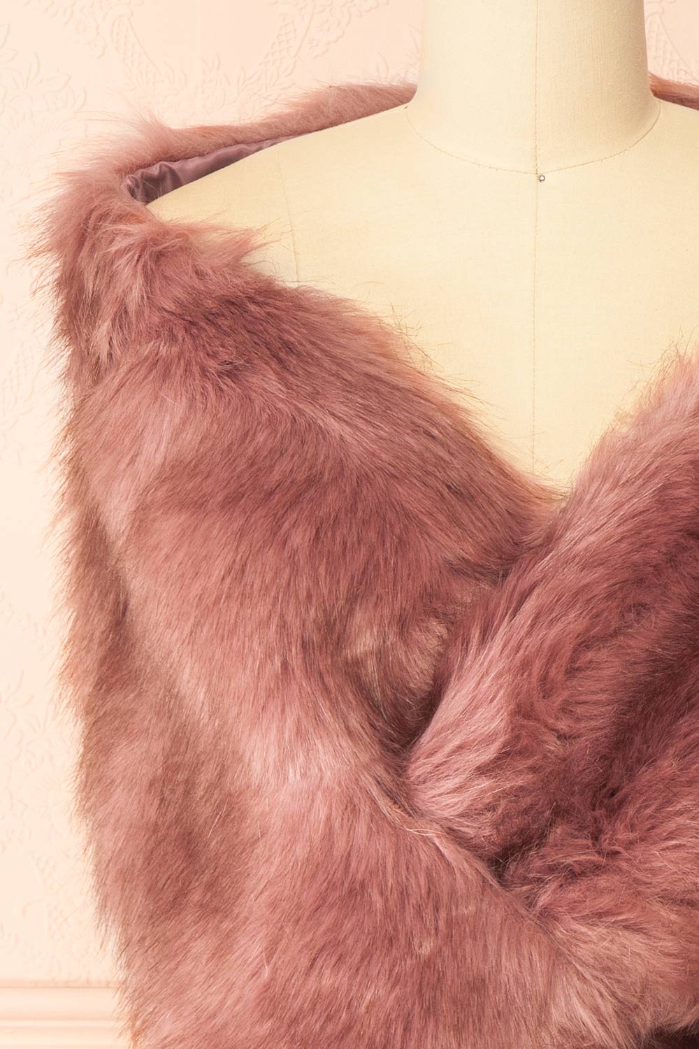 Aglae Mauve Faux Fur Shawl Wrap | Boudoir 1861 front