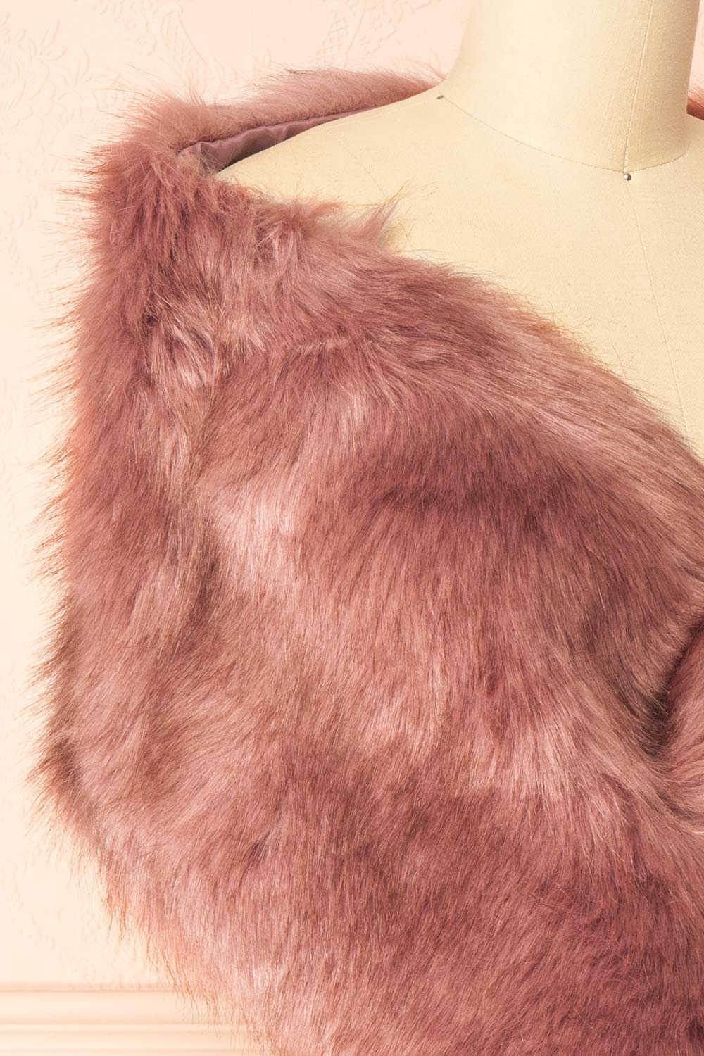 Aglae Mauve Faux Fur Shawl Wrap | Boudoir 1861 side