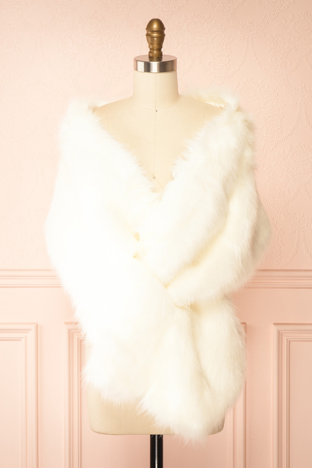 Aglae Ivory Faux Fur Shawl Wrap | Boudoir 1861 front view
