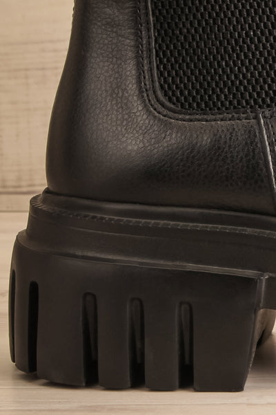Agora Black Cleated Chelsea Boots | La petite garçonne side back close-up