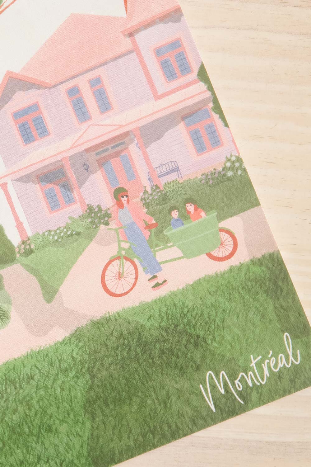 Ahuntsic Illustrated Montreal Postcard | Maison garçonne close-up