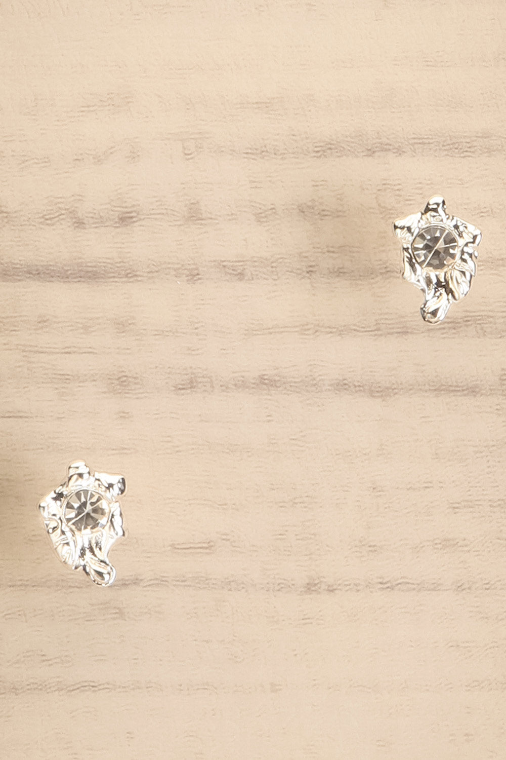 Aias Silver Textured Stud Earrings | La petite garçonne close-up