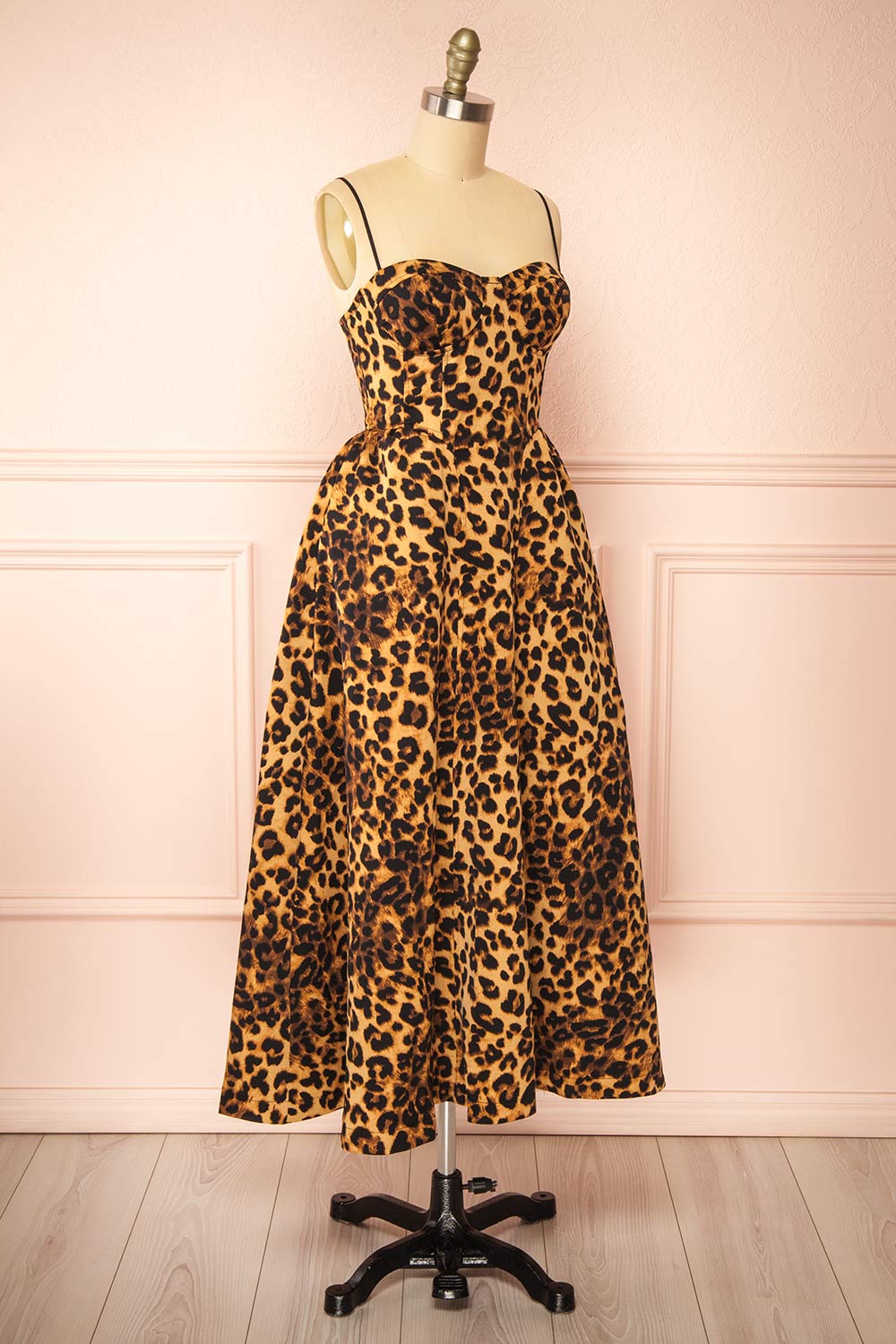 Aidan Leopard Bustier Midi Dress | Boutique 1861 side view