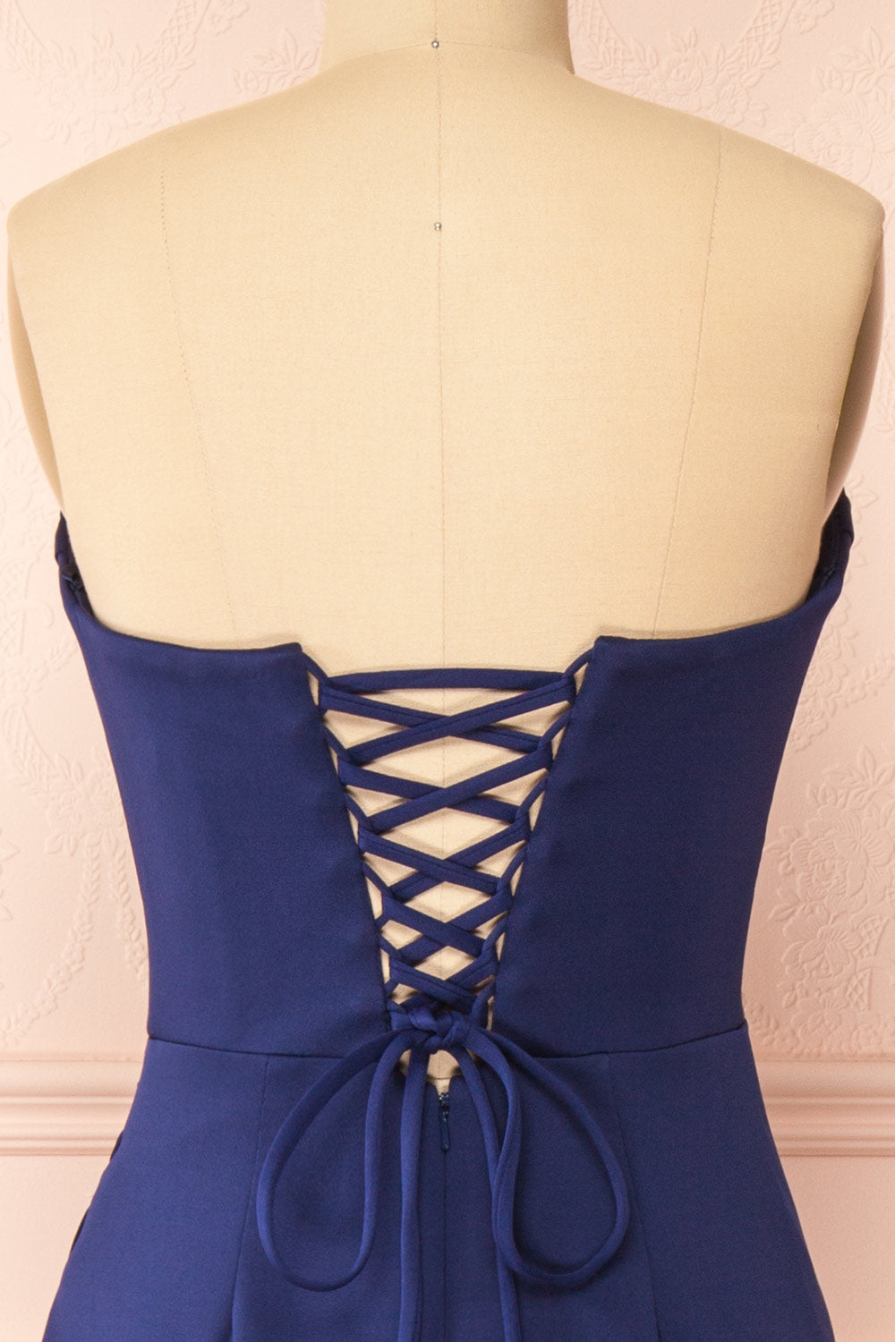 Ailsa Navy Strapless Gown w/ High Slit | Boutique 1861 back