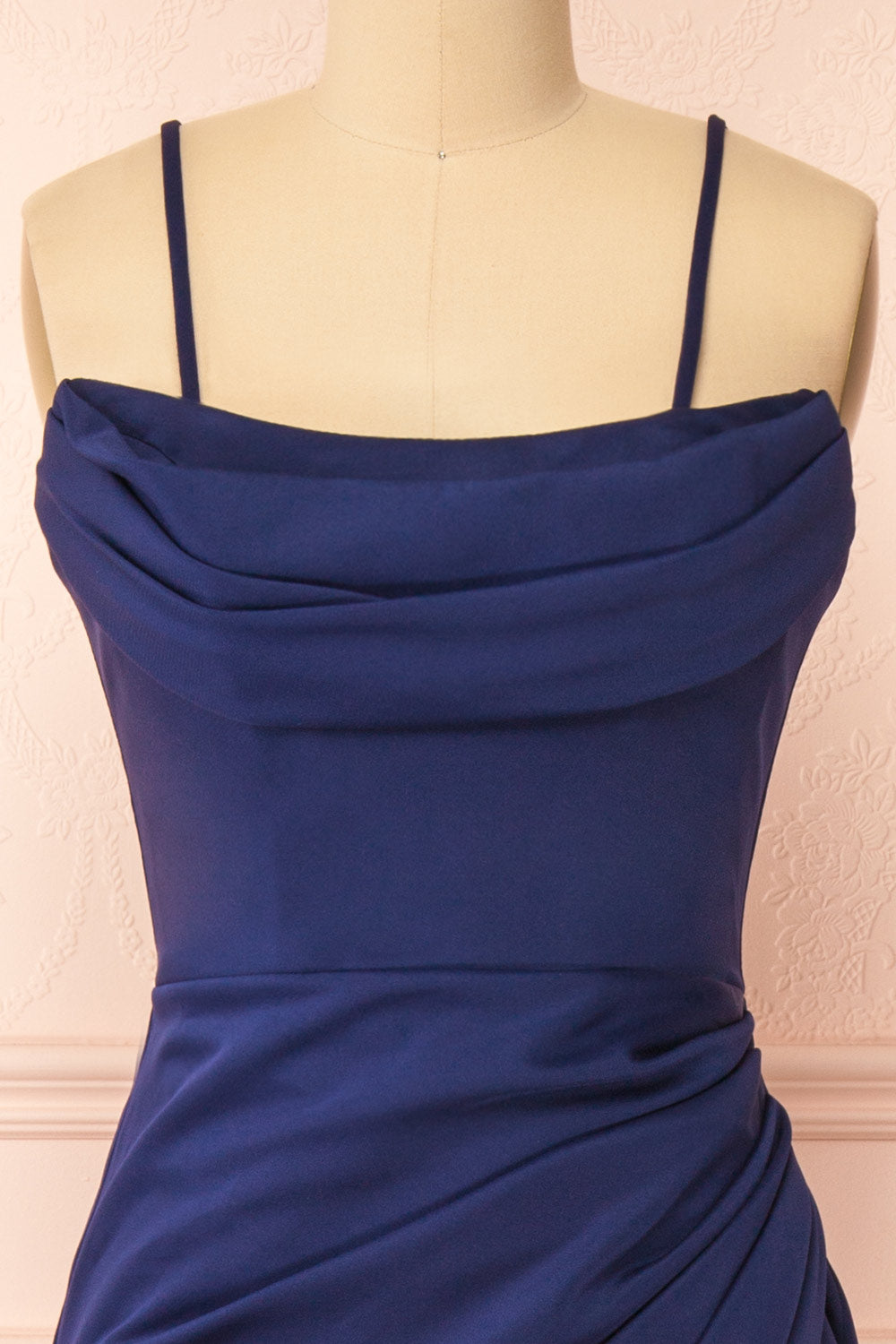 Ailsa Navy Strapless Gown w/ High Slit | Boutique 1861 straps