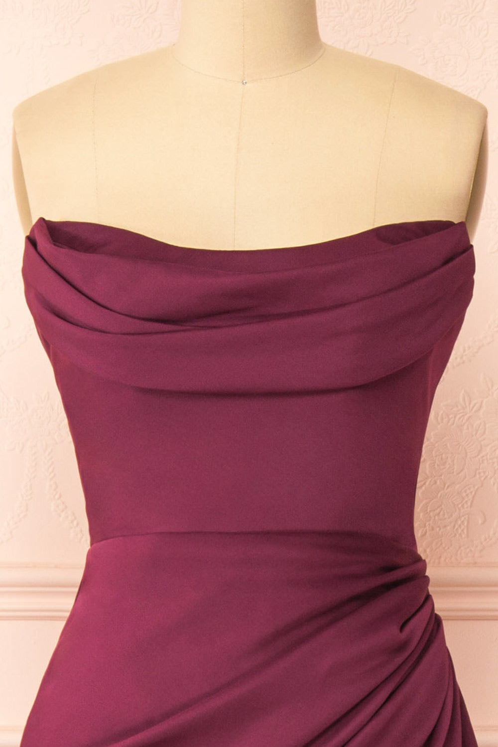 Ailsa Burgundy Strapless Gown w/ High Slit | Boutique 1861 front