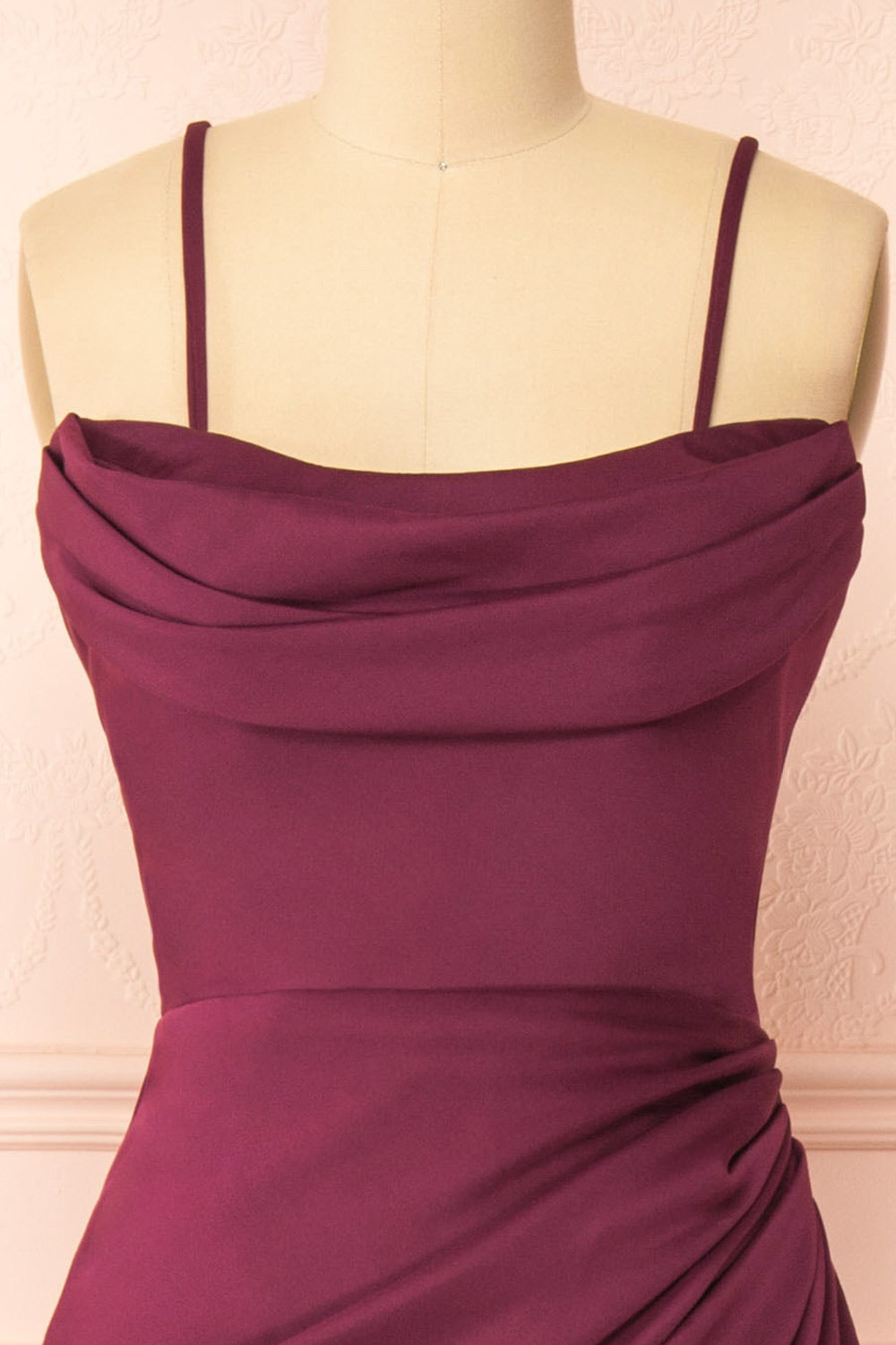 Ailsa Burgundy Strapless Gown w/ High Slit | Boutique 1861 straps