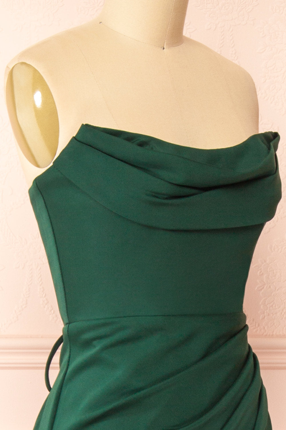 Ailsa Green Strapless Gown w/ High Slit | Boutique 1861 side