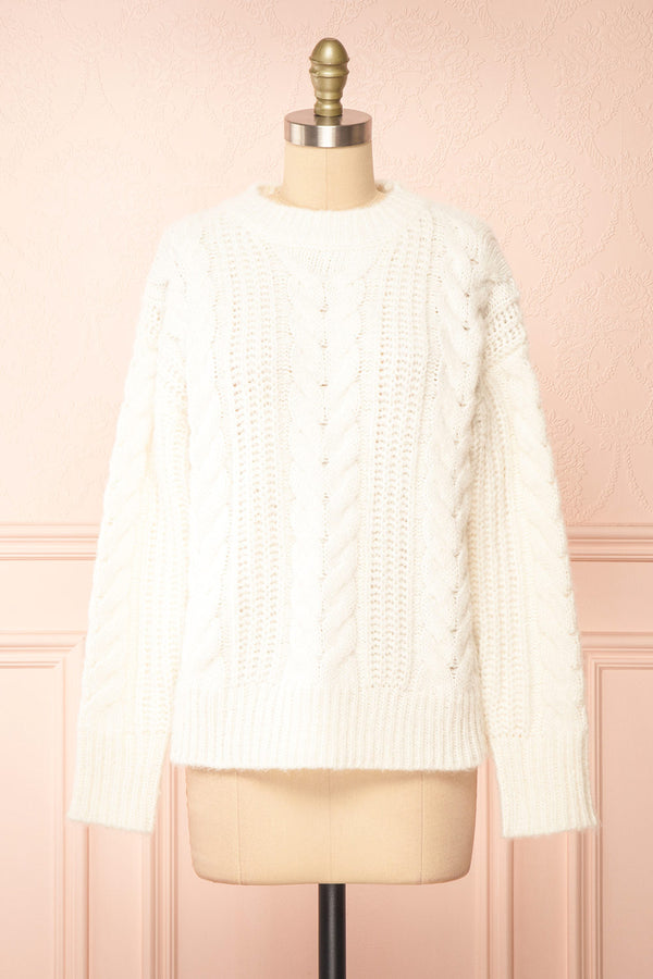 Aishlee Ivory Oversized Knit Sweater | Boutique 1861