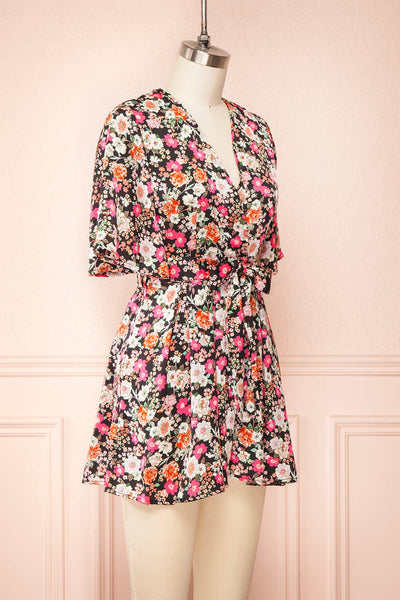 Aislinn Floral Romper w/ Fabric Belt | Boutique 1861 side view