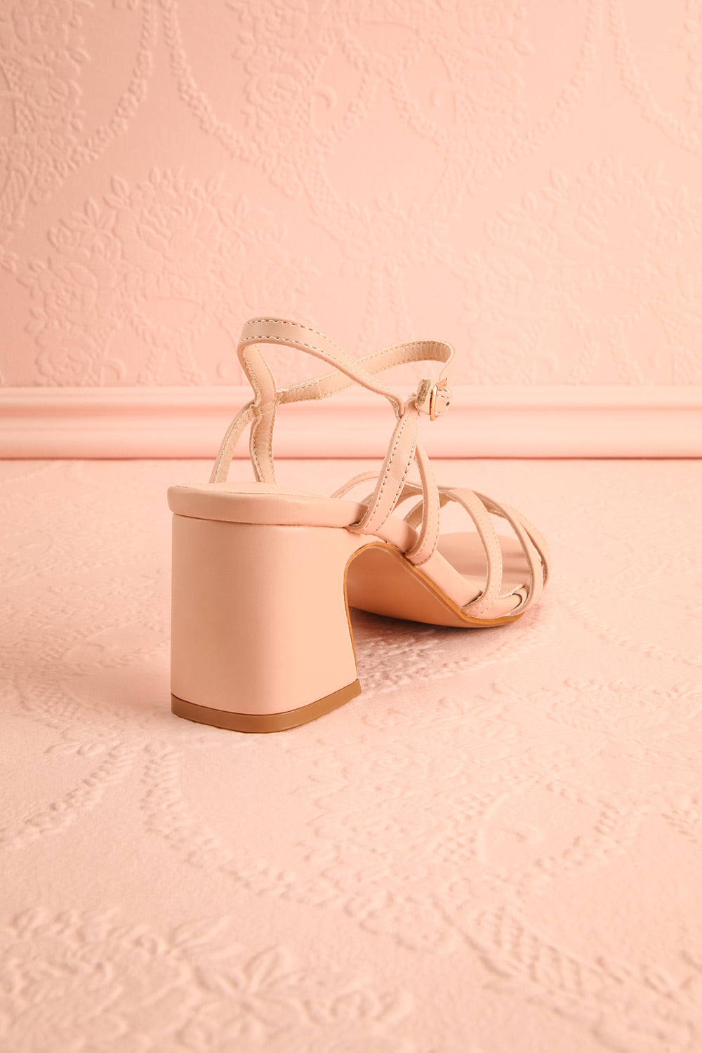 Ajourne Strappy Beige Heeled Sandals | Boutique 1861 back view