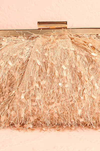 Akaa Beige Fringe Clutch | Boutique 1861 front close-up