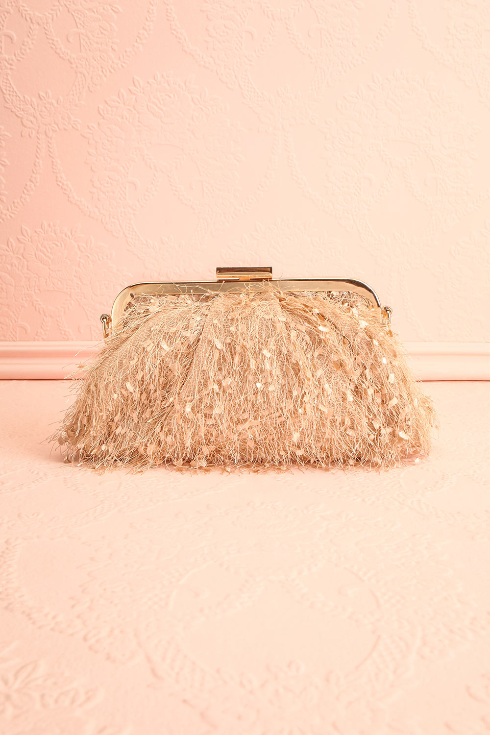 Akaa Beige Fringe Clutch | Boutique 1861 front view