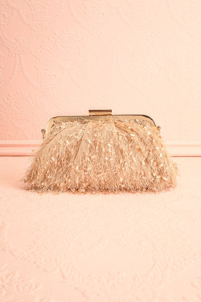 Akaa Beige Fringe Clutch | Boutique 1861 front view