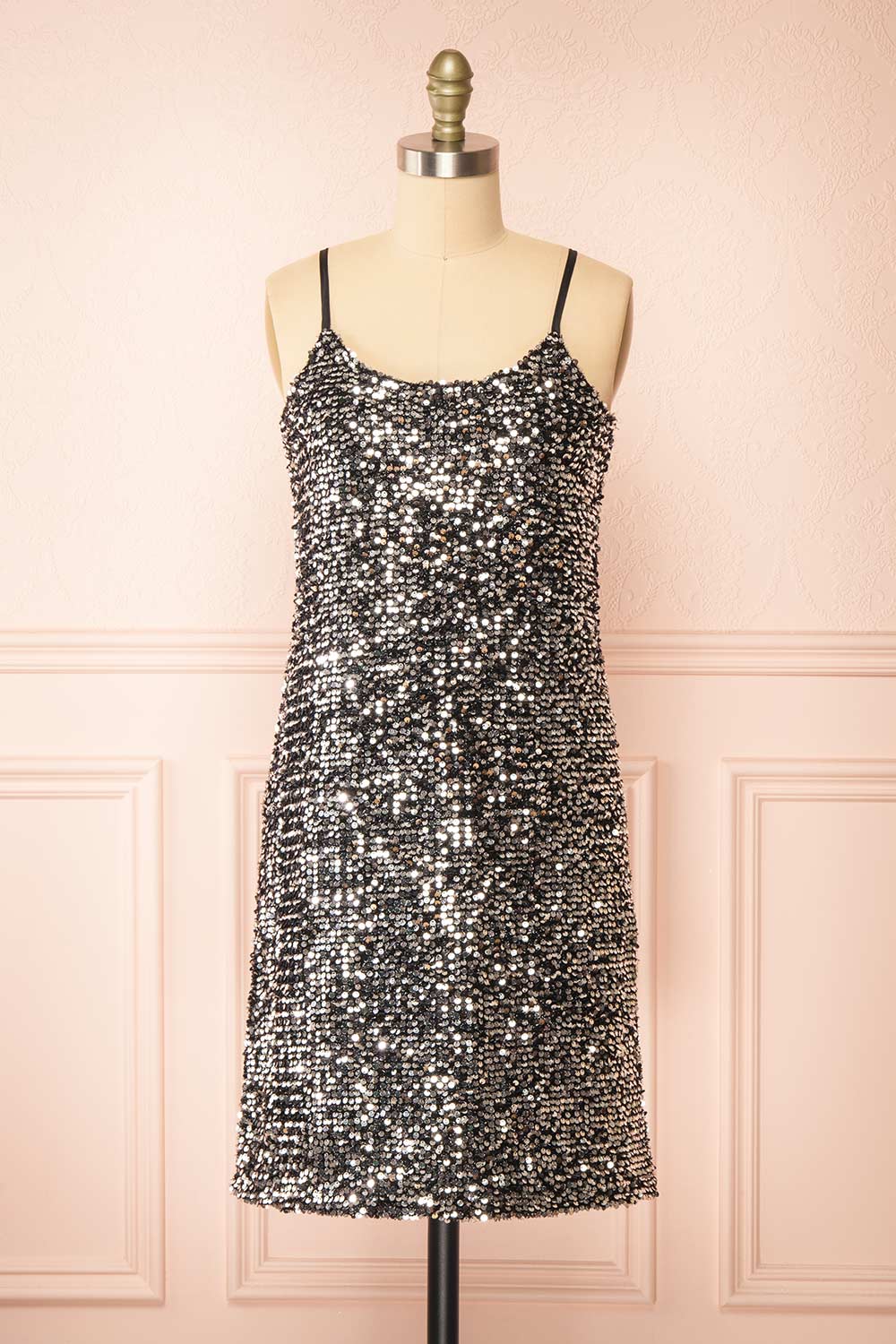 Akarui Silver Short Sequin Dress | Boutique 1861 front view