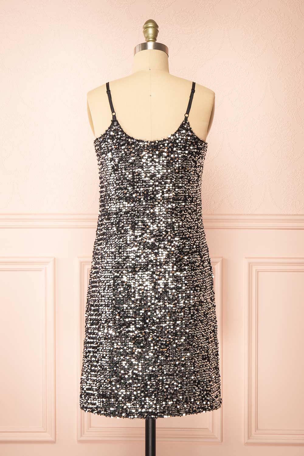 Akarui Silver Short Sequin Dress | Boutique 1861 back view