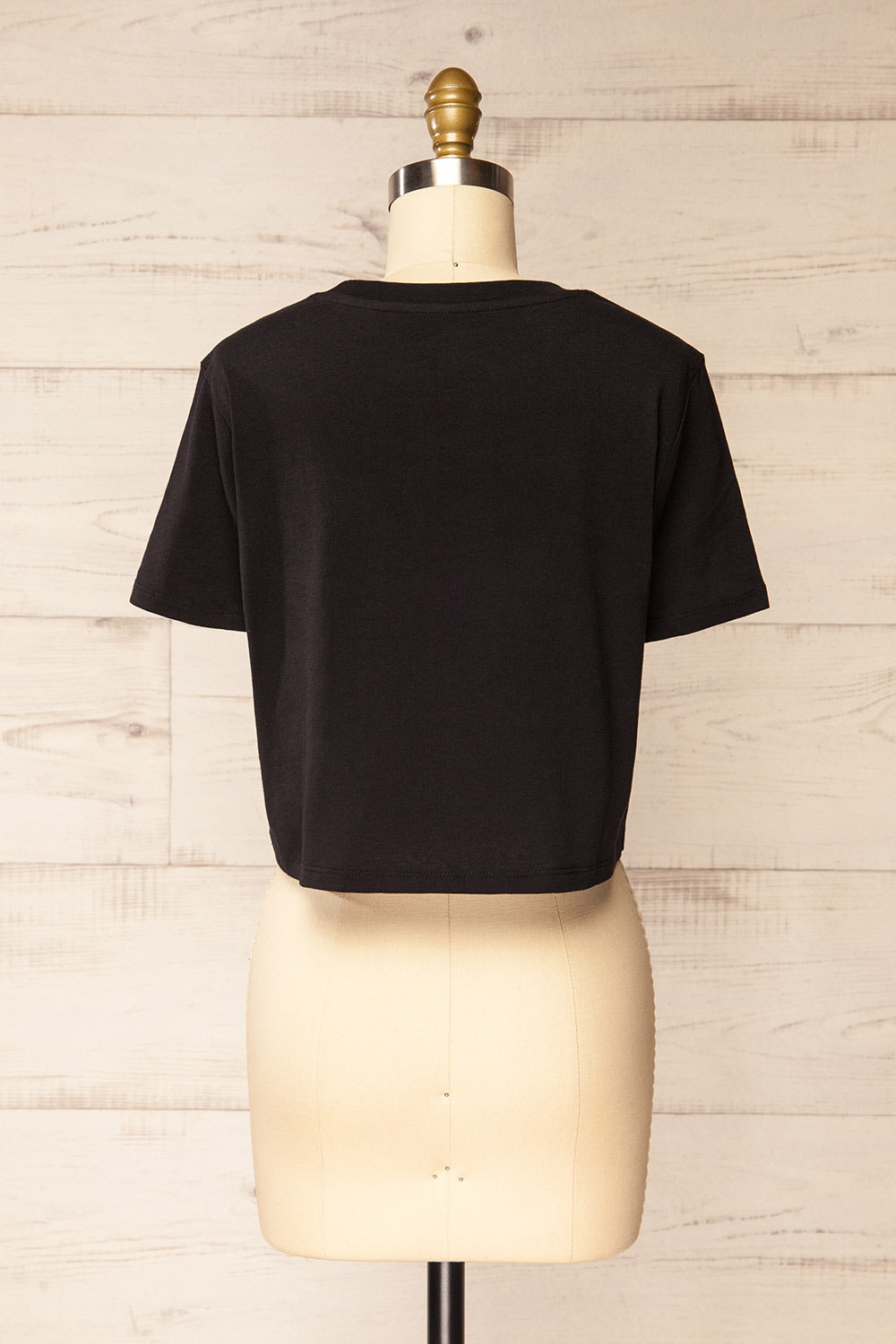 Akita Black Cotton Cropped T-shirt | La petite garçonne  back view