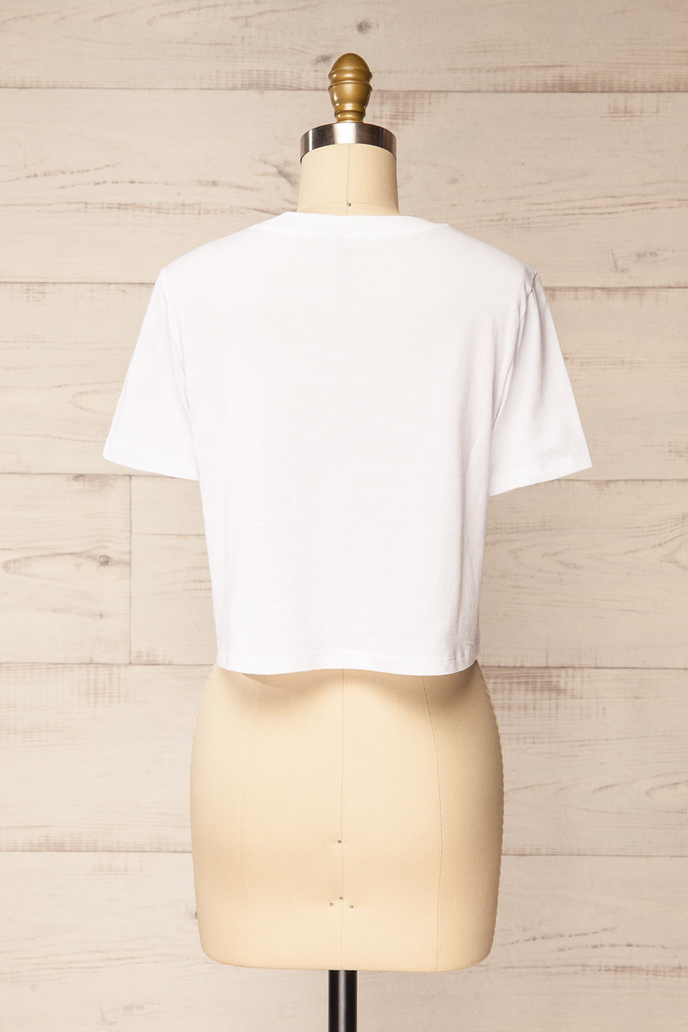Akita White Cotton Cropped T-shirt | La petite garçonne  back view