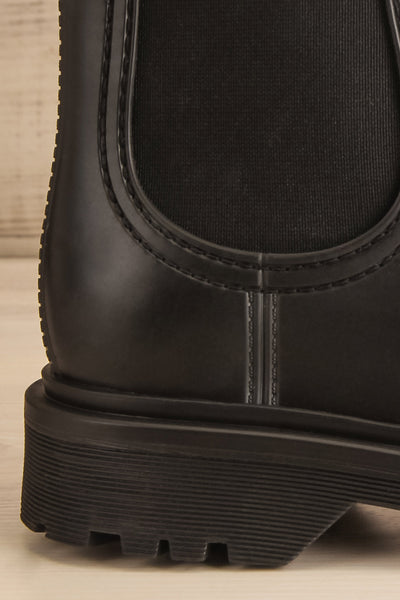 Aksai Matte Black Rain Boots | La petite garçonne side back close-up
