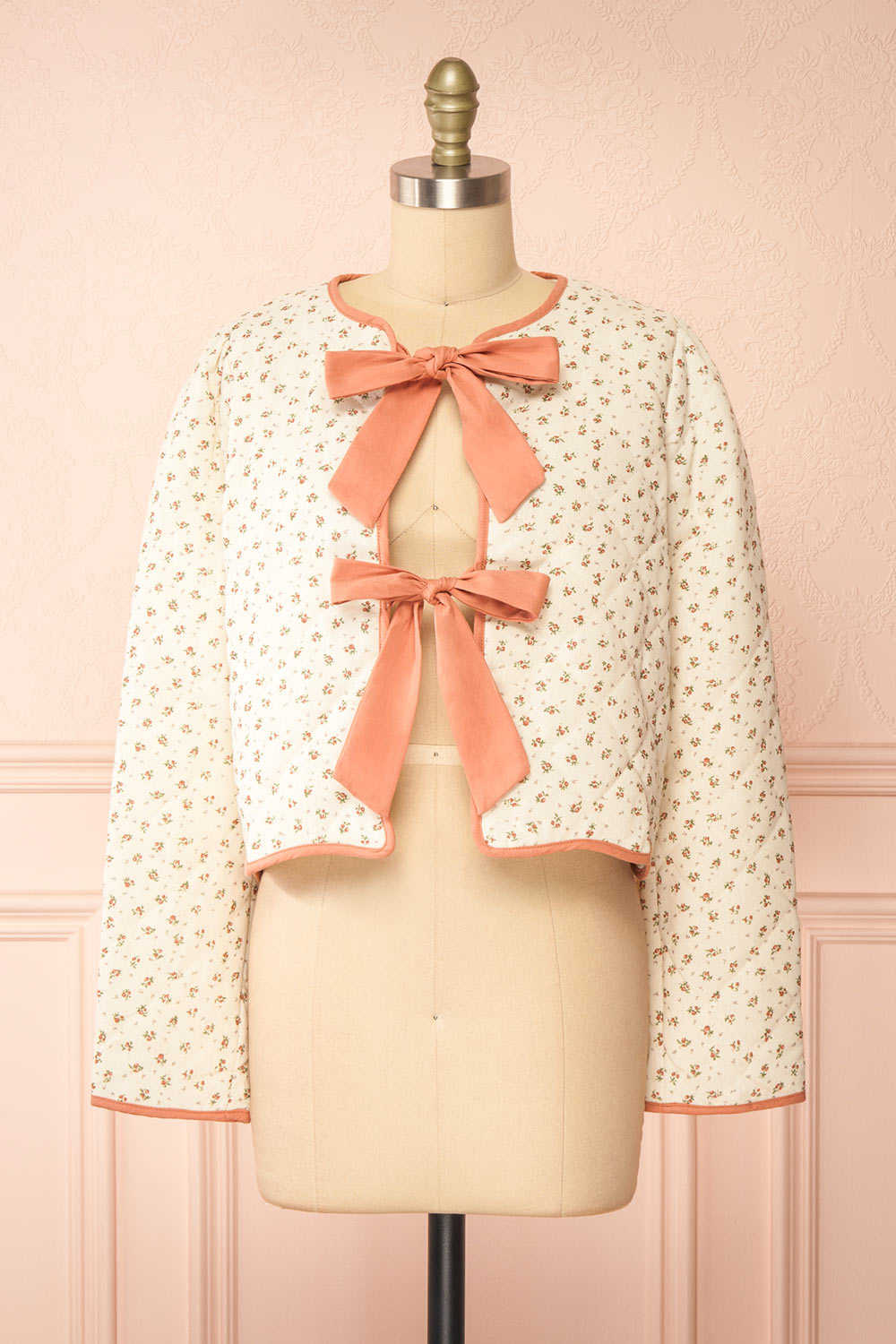 Alaisima Floral Quilted Jacket w/ Bows | Boutique 1861 front view