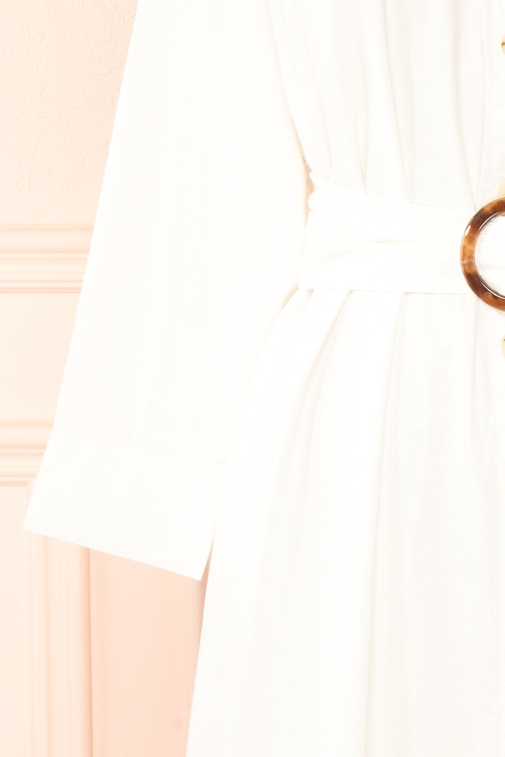 Alanna Long White Shirt Dress w/ Belt | Boutique 1861  sleeve
