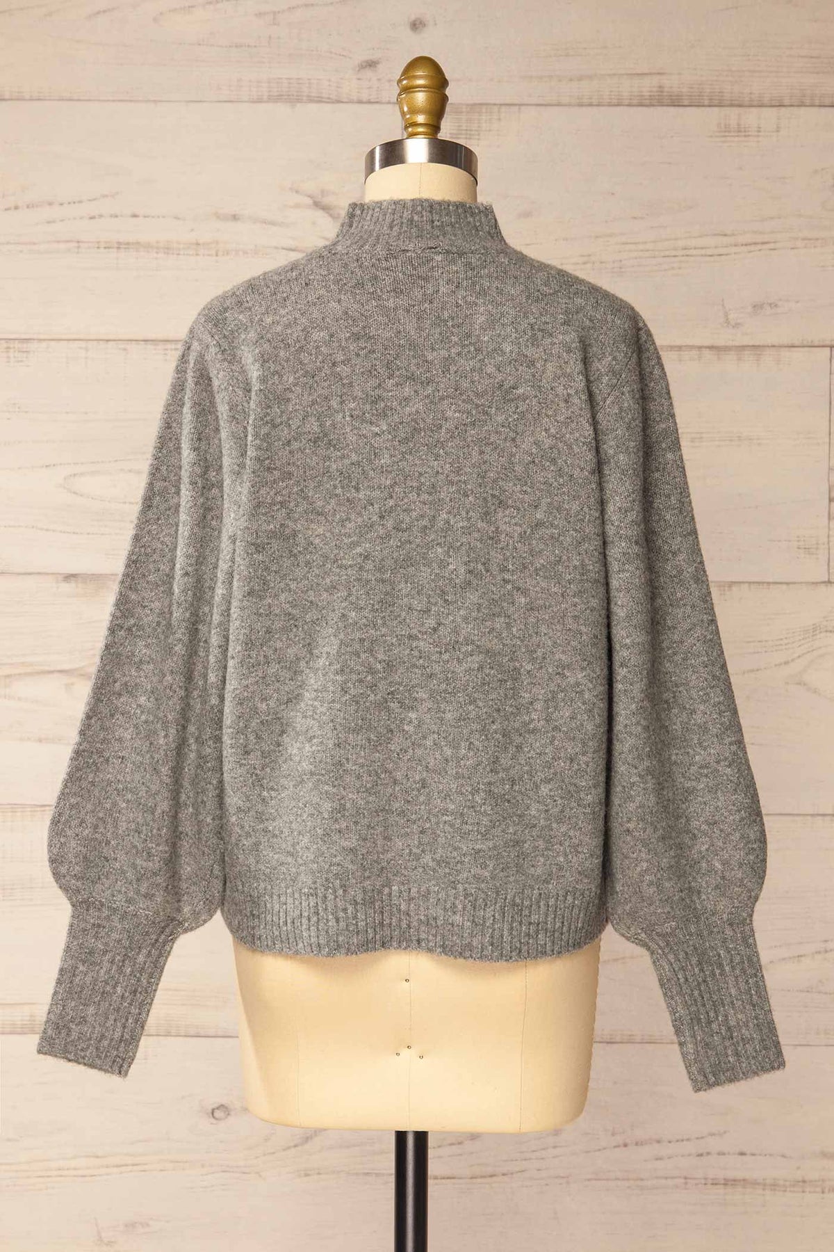 back view of Albury Grey Sweater with Leaf Embroidery at La petite garçonne