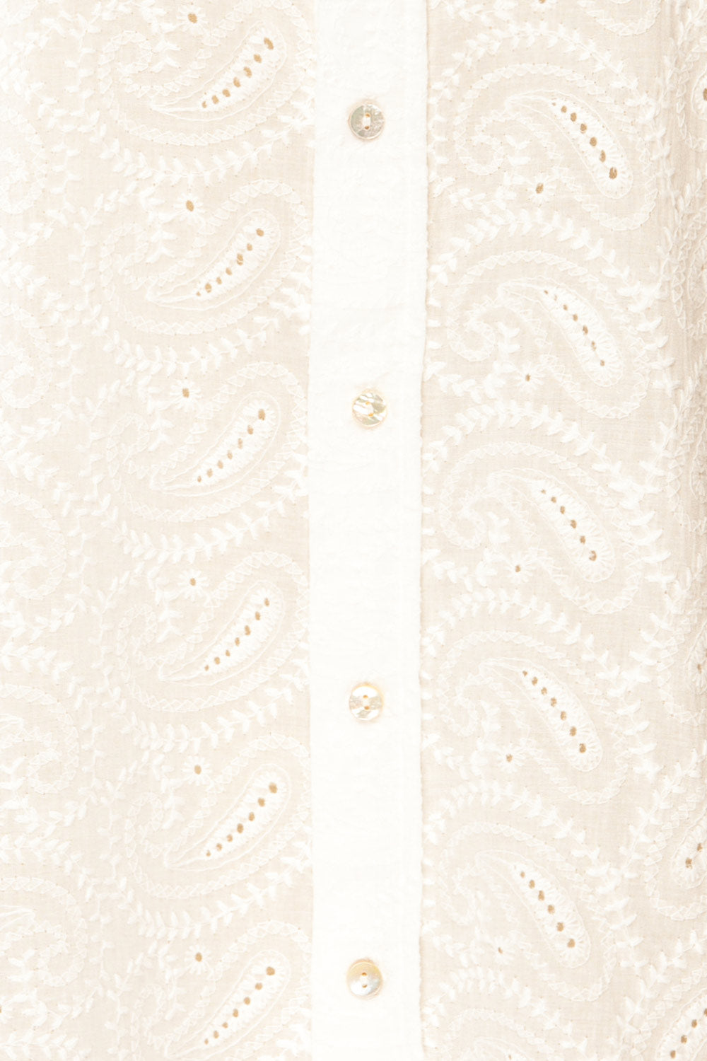 Aldbourne White Long Sleeve Shirt w/ Embroidery | La petite garçonne fabric