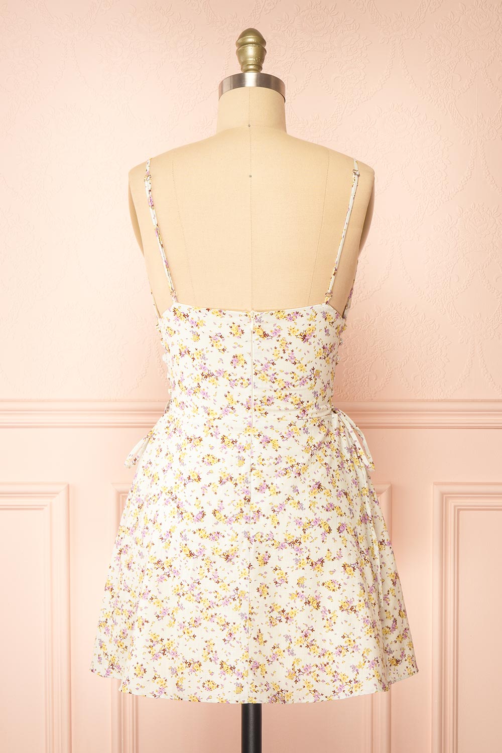 Aleena Short Floral Dress w/ Ruched Sides | Boutique 1861  back view
