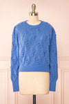 Alexis Blue Sweater w/ Pompoms | Boutique 1861 front view