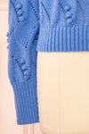 Alexis Blue Sweater w/ Pompoms | Boutique 1861 sleeve