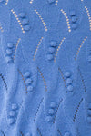 Alexis Blue Sweater w/ Pompoms | Boutique 1861 fabric