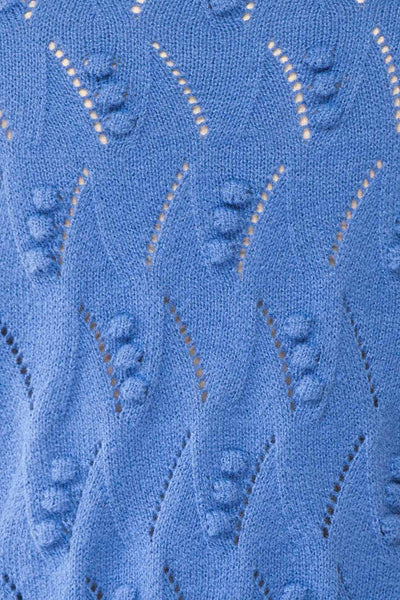 Alexis Blue Sweater w/ Pompoms | Boutique 1861 fabric