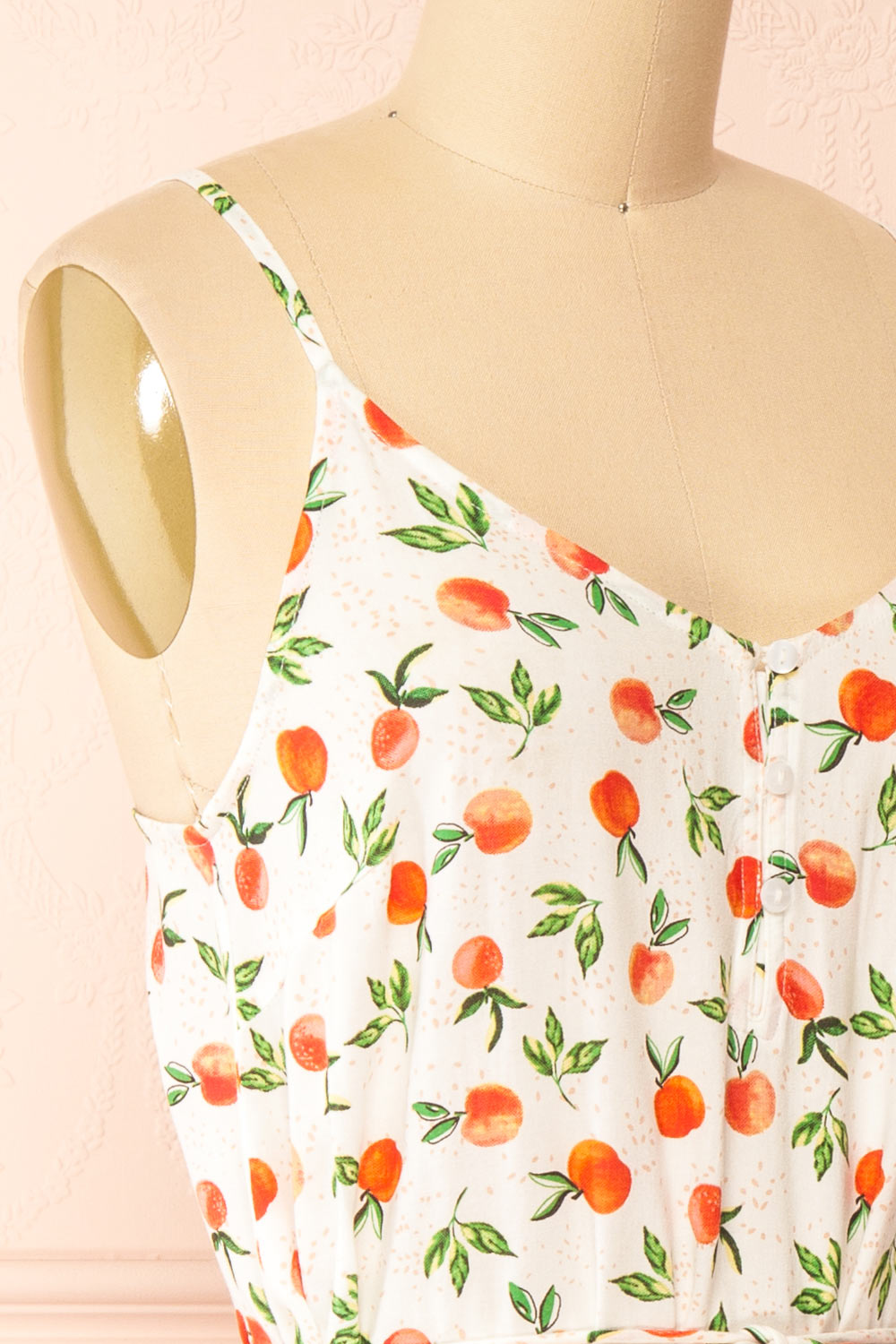 Alfie | Short Fruits Print White Dress | boutique 1861 side 