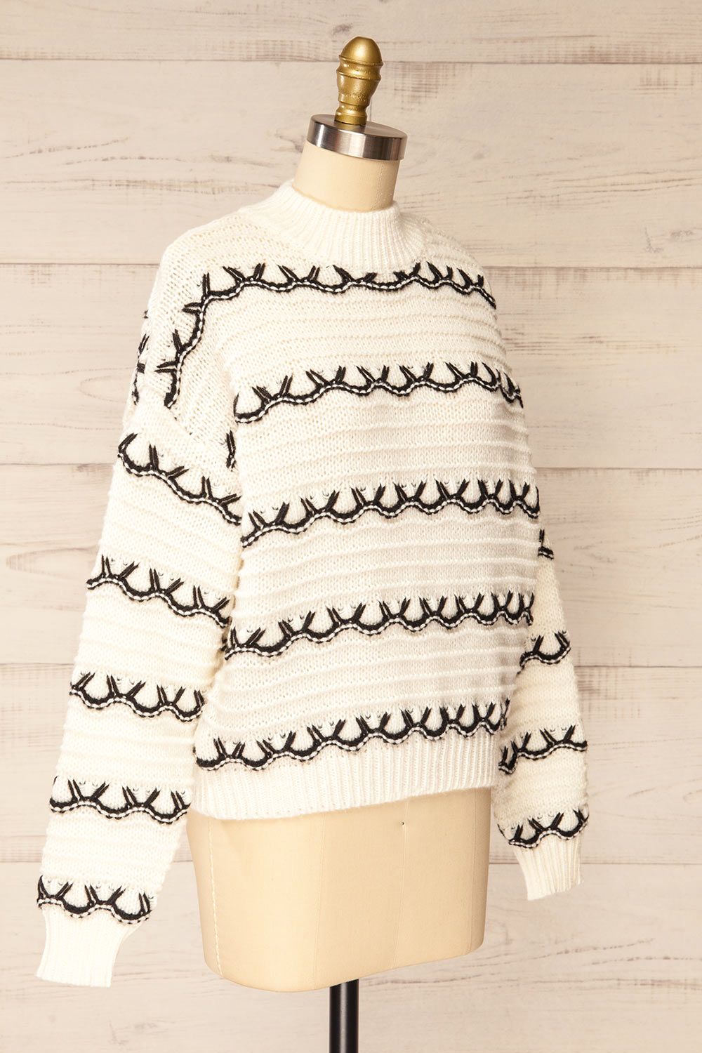 Alfreton Ivory Round Mock Knit Sweater | La petite garçonne  side view