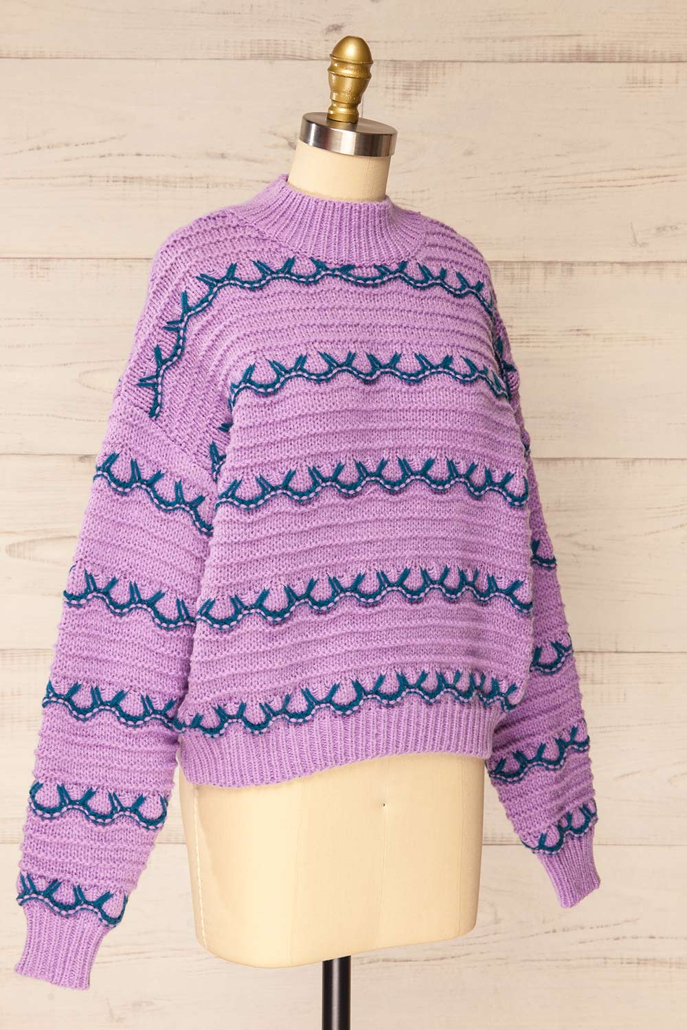 Alfreton Purple Round Mock Knit Sweater | La petite garçonne  side view