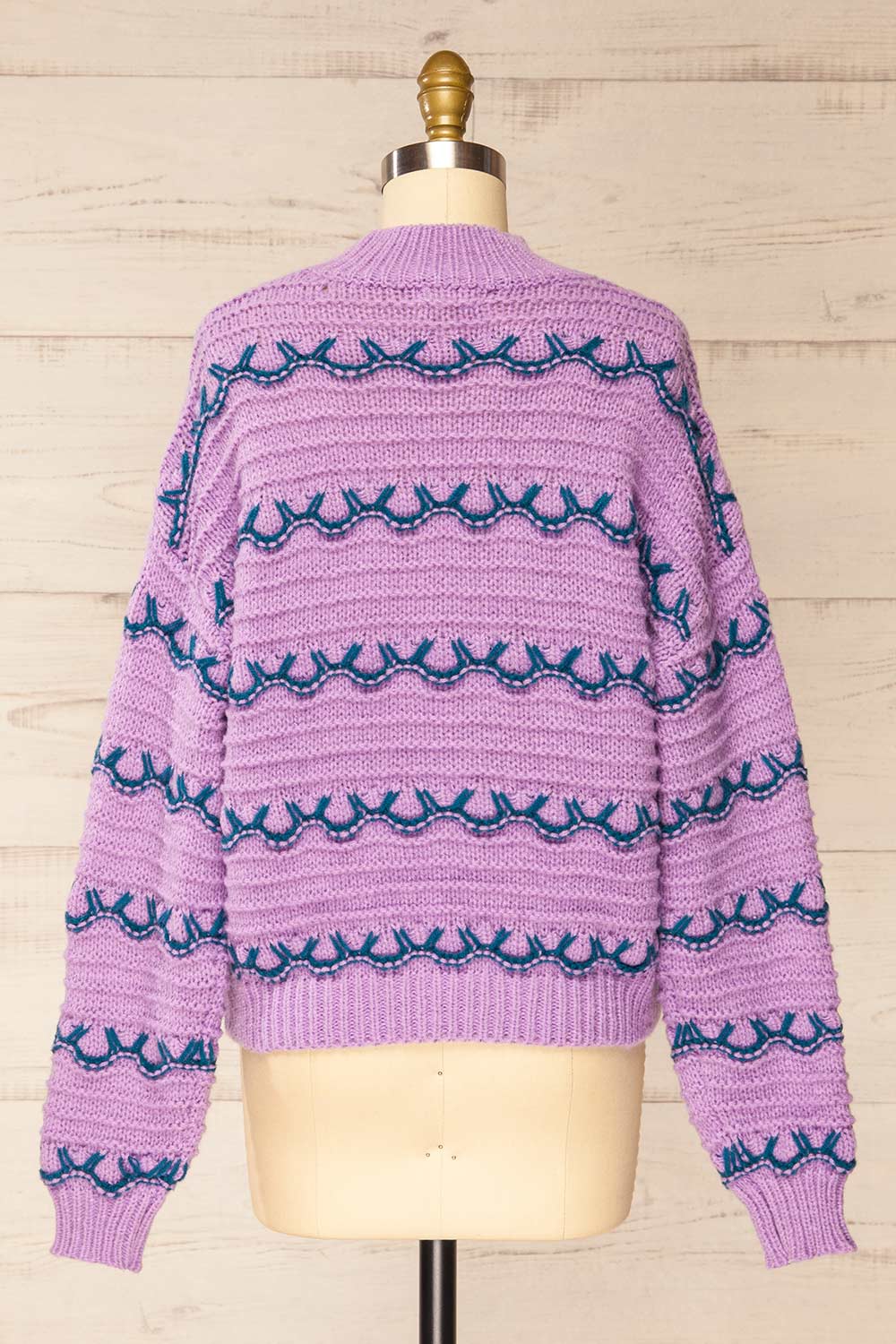 Alfreton Purple Round Mock Knit Sweater | La petite garçonne  back view