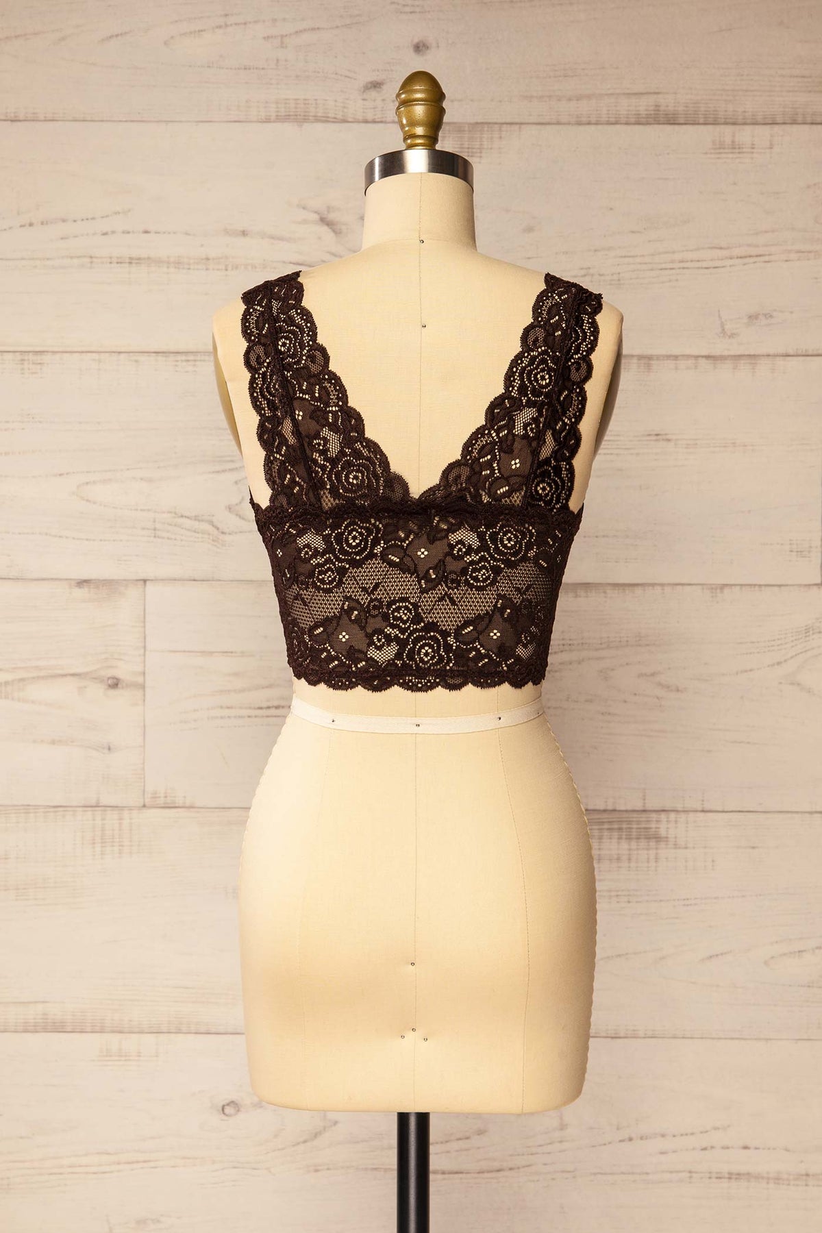 back view of Alghero Brown Floral Lace Bralette at La petite garçonne