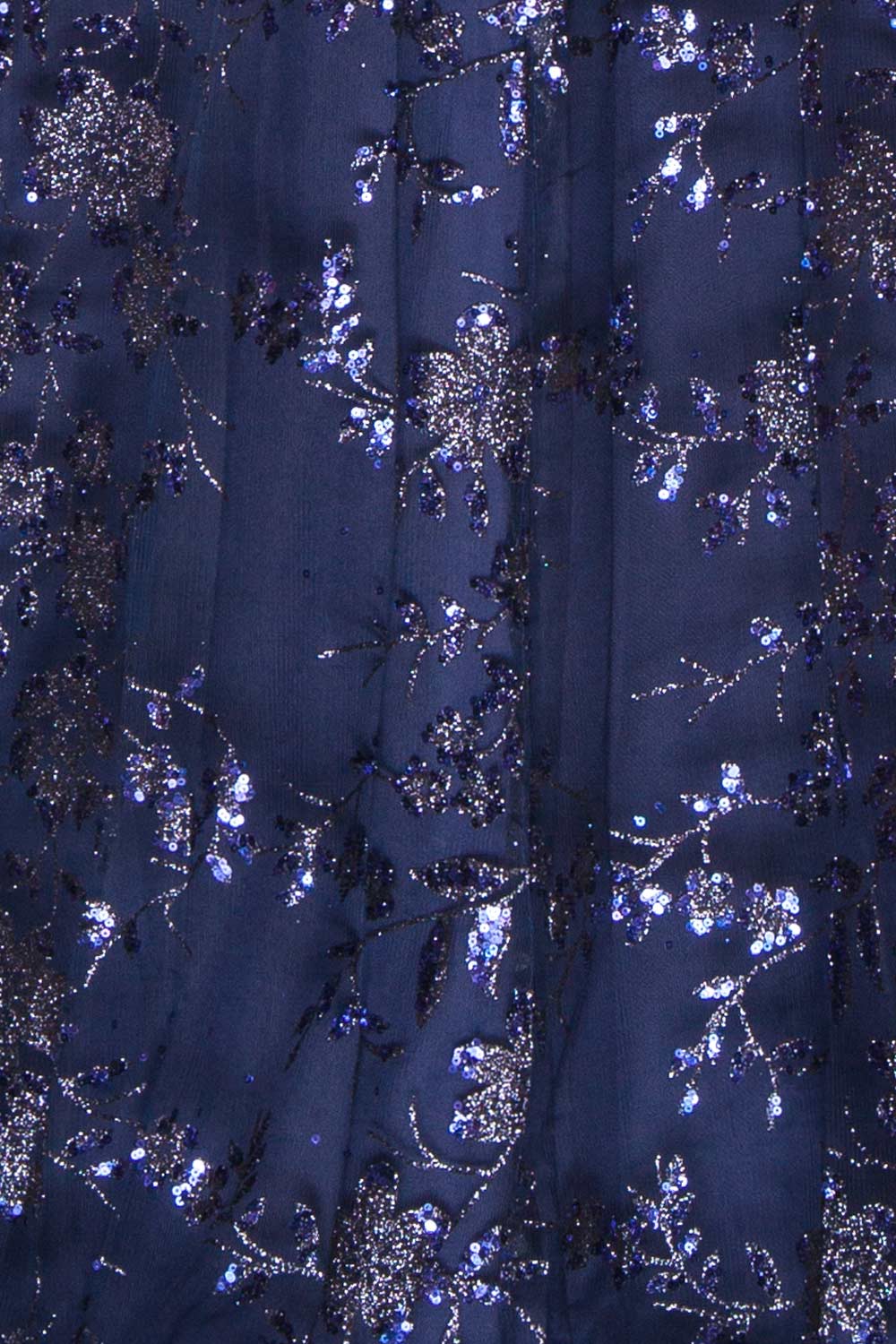fabric of Alienor navy Glittery Off the Shoulder Maxi Dress from Boutique 1861