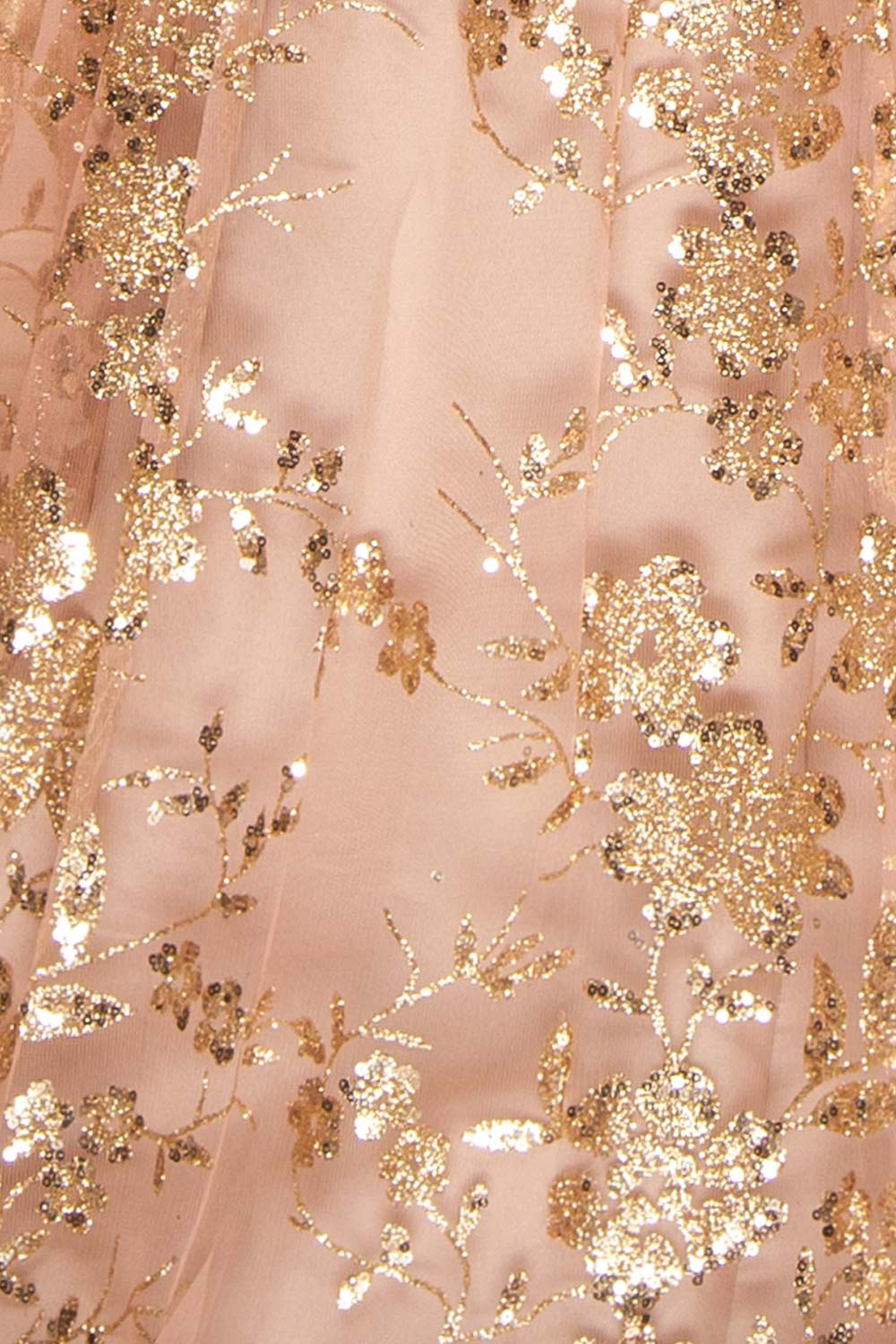 fabric of Alienor Taupe Glittery Off the Shoulder Maxi Dress from Boutique 1861