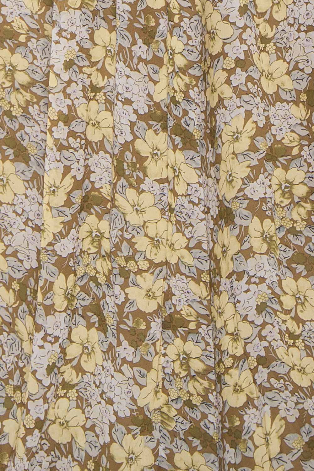 Alinia Floral Chiffon Maxi Dress w/ Plunging Neckline | Boutique 1861 fabric 