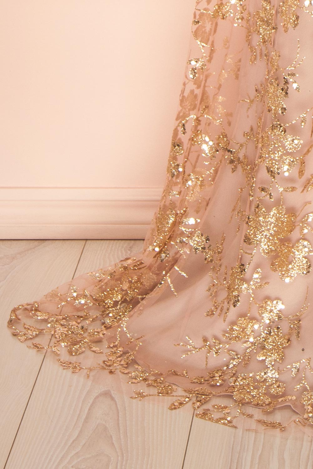 Alix Taupe Glittery V-Neck Maxi Dress | Boutique 1861 bottom right view