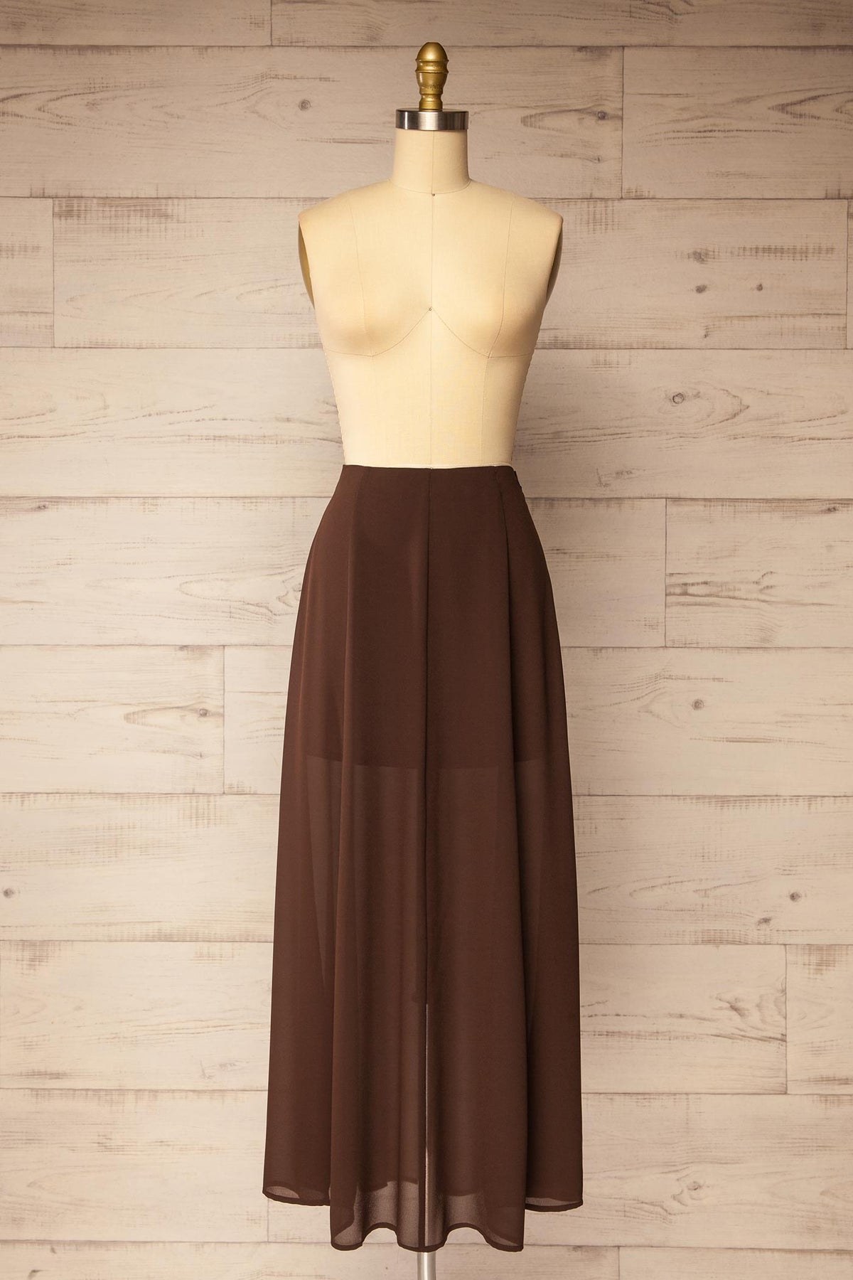 front view of Allendorf Brown Sheer Maxi Skirt at La petite garçonne