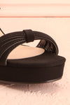 Aloisa Black Faux Suede Heeled Sandals | Boutique 1861 front close-up