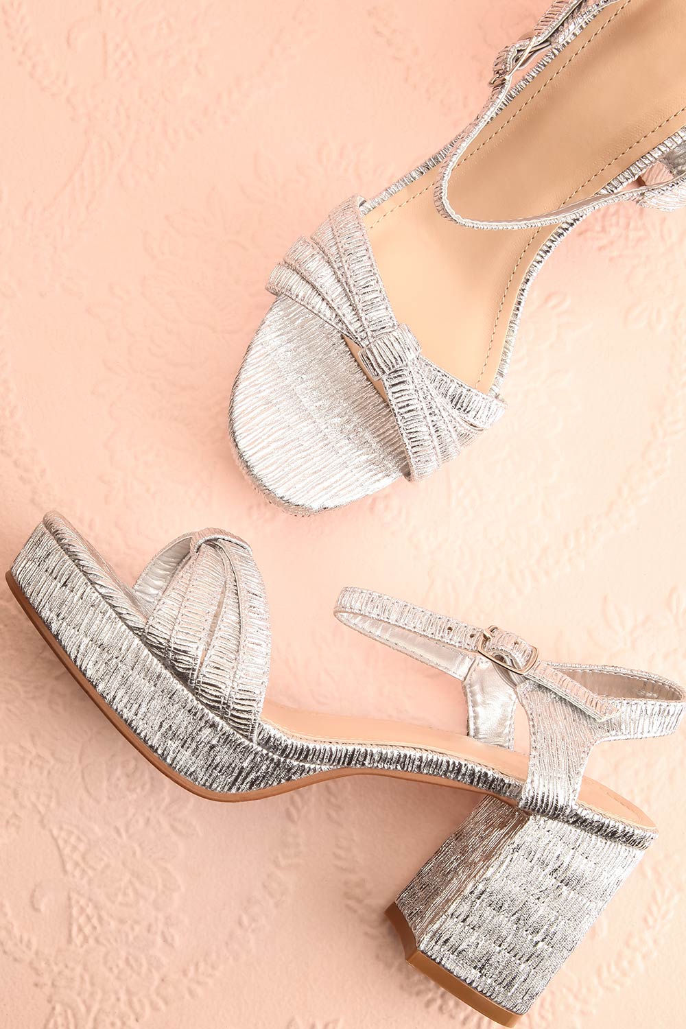 Aloisa Silver Heeled Sandals | Boutique 1861 flat view