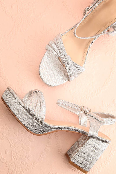 Aloisa Silver Heeled Sandals | Boutique 1861 flat view