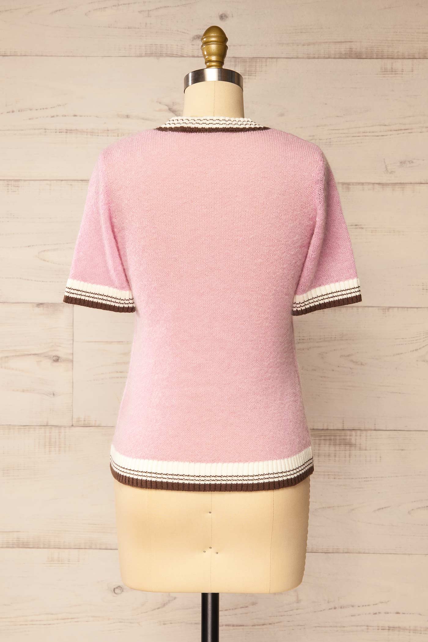back view of Altamira Pink Short Sleeved Sweater at La petite garçonne
