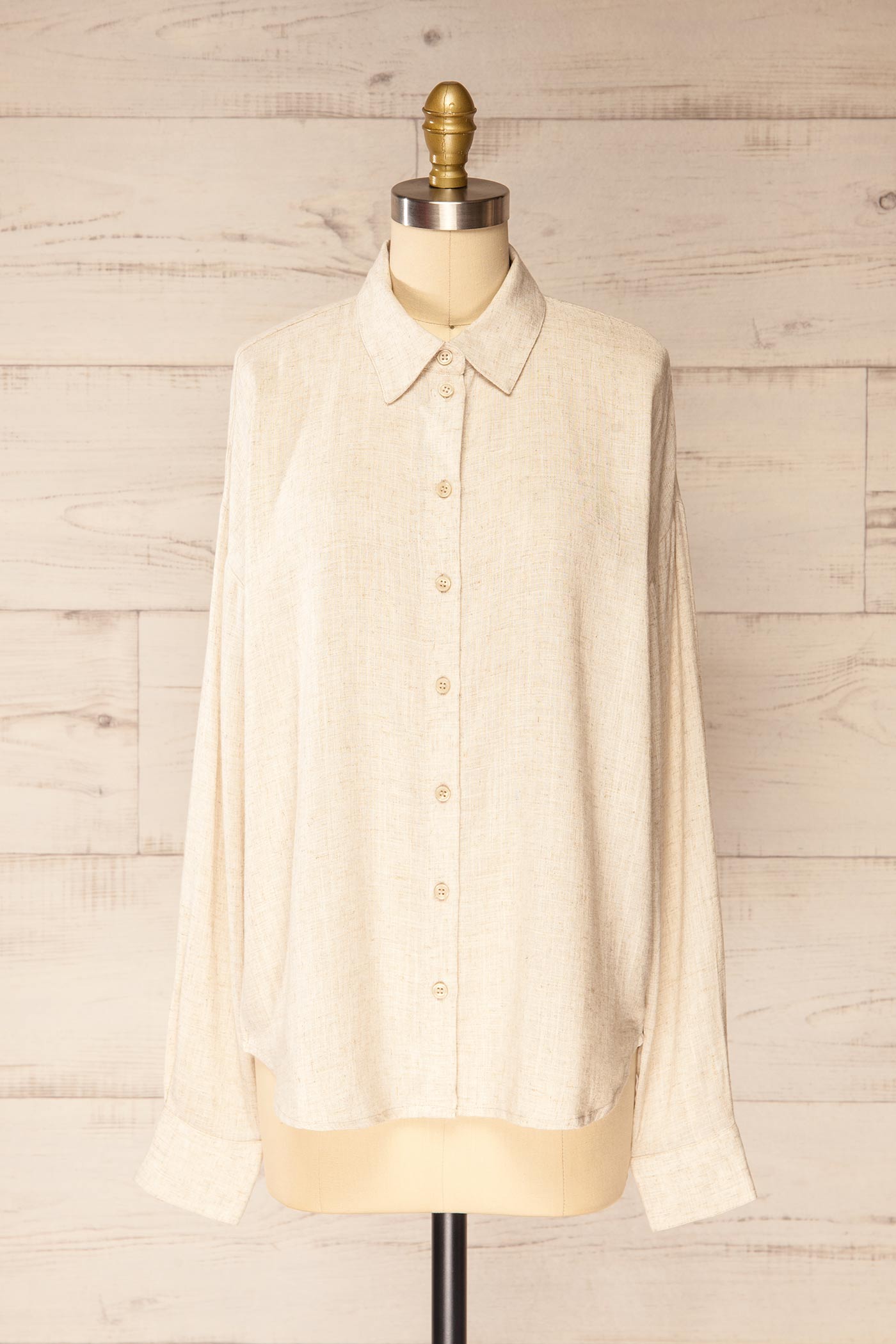 Altena Beige Relaxed Fit Button-Down Shirt | La petite garçonne front